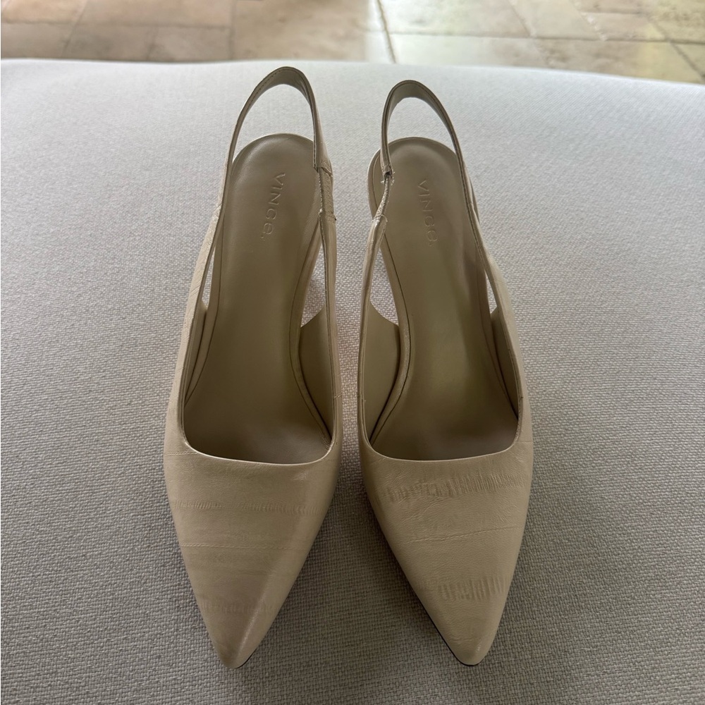Vince Patrice Cream Leather Slingback Heel 7
